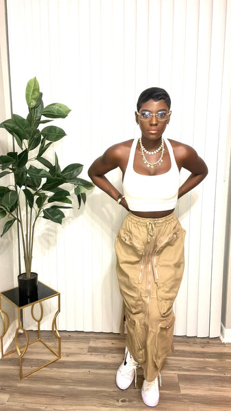 Khaki Cargo Skirt