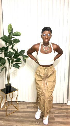 Khaki Cargo Skirt