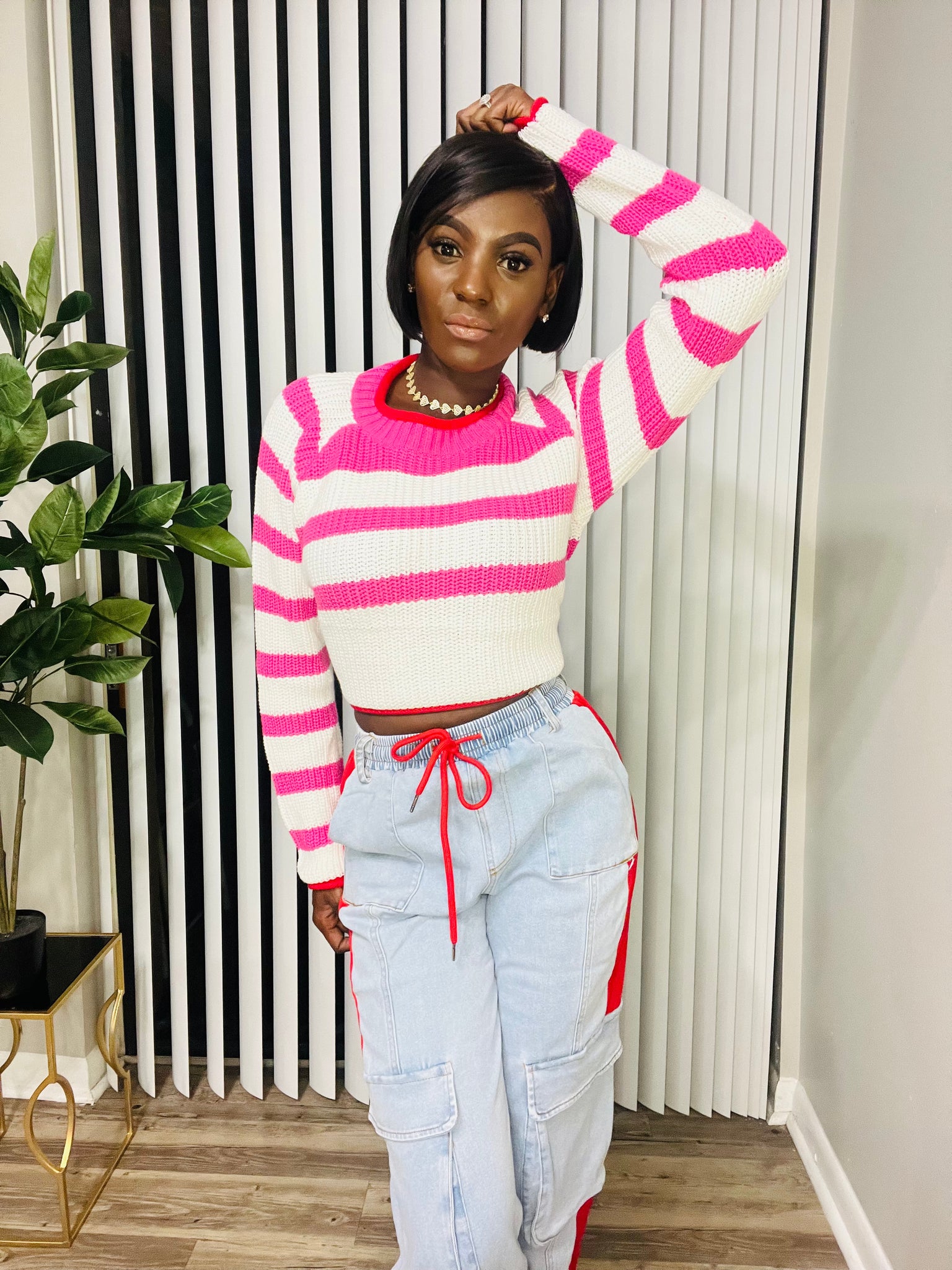 Pink Striped Sweater