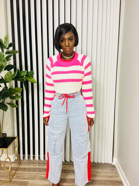 Pink Striped Sweater