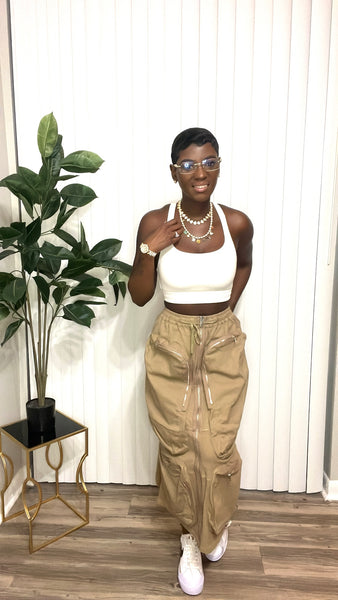 Khaki Cargo Skirt