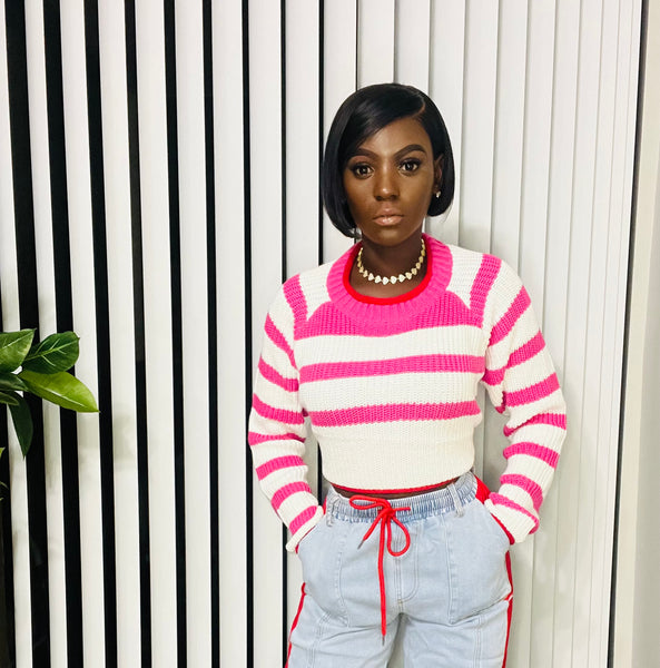 Pink Striped Sweater